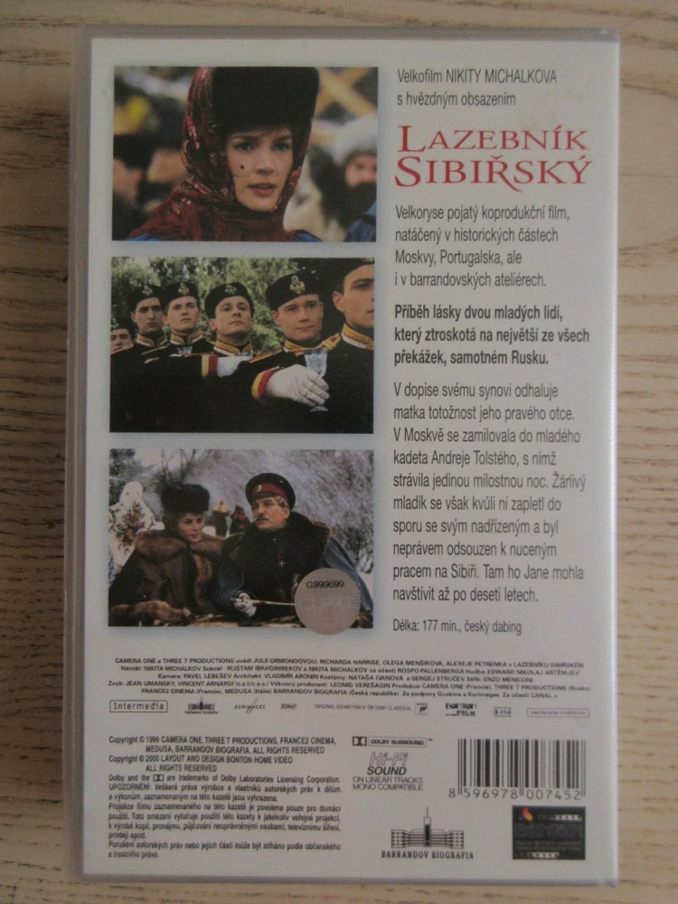 LAZEBNÍK SIBIŘSKÝ, J. ORMONDOVÁ, O. MENŠIKOV, VHS VIDEOKAZETA