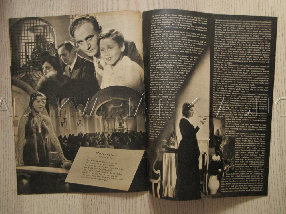 MATČINA PÍSEŇ, B. GIGLI, M. CEBOTARI, H. MOSER,FILM IT, FILM KURIER VBŠ Č. 2749