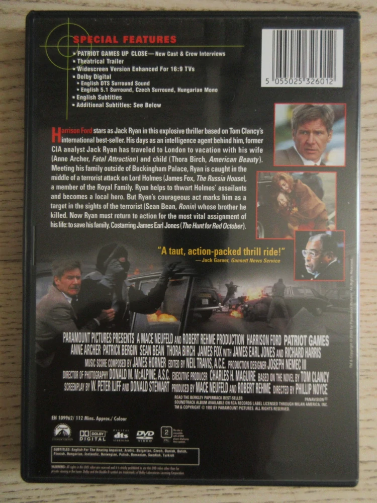 VYSOKÁ HRA PATRIOTŮ, A. ARCHER, S. BEAN, P. BERGIN, GB OBAL, ČESKÉ TITULKY, DVD FILM