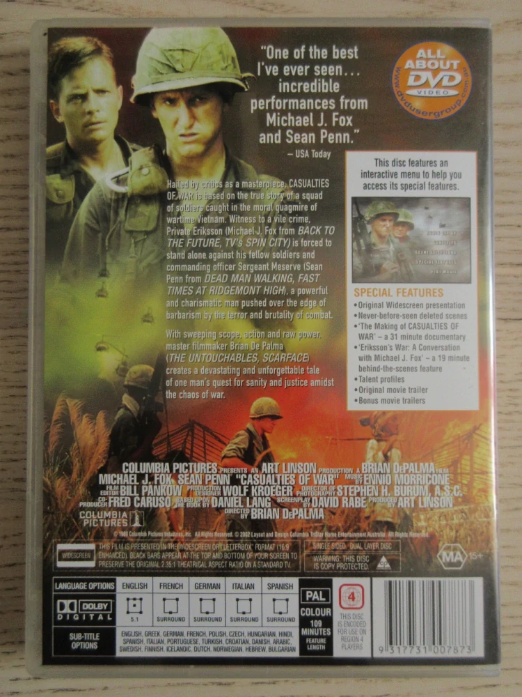 OBĚTI VÁLKY, S. PENN, M. J. FOX, GB OBAL, ČESKÉ TITULKY, DVD FILM