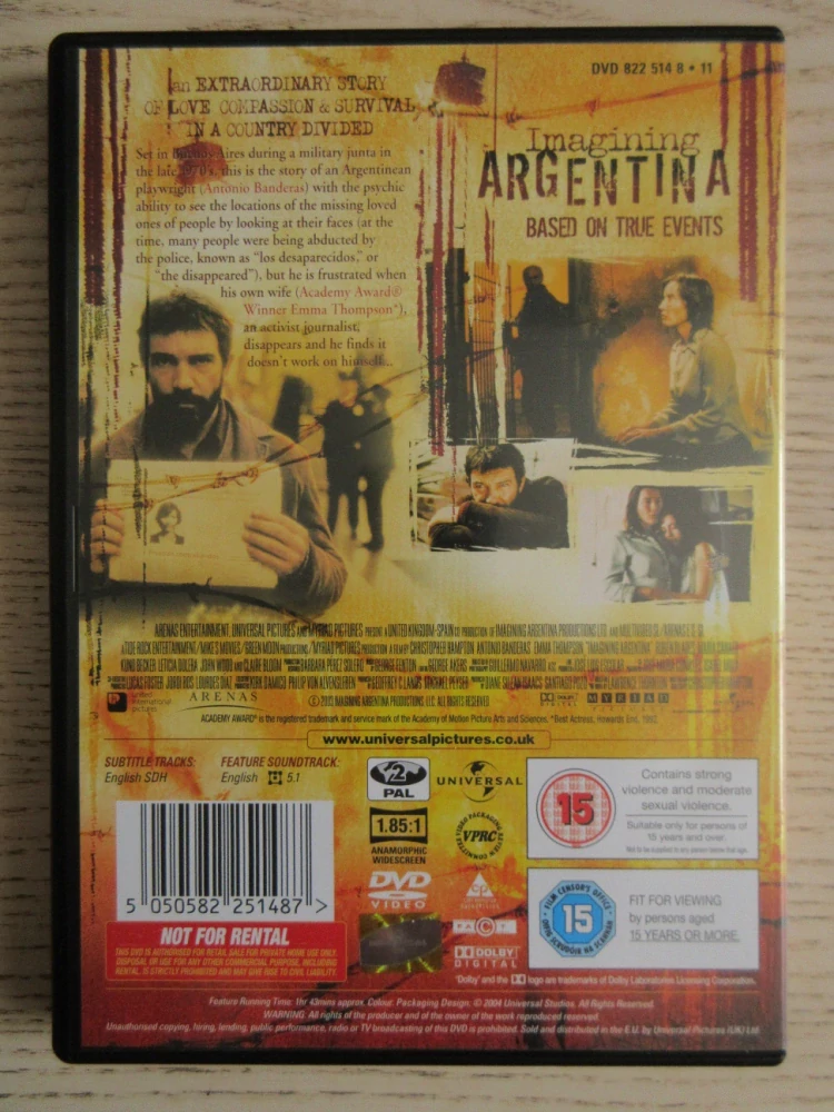 PROKLETÁ ARGENTINA, A. BANDERAS, GB OBAL, ČESKÉ DVD FILM