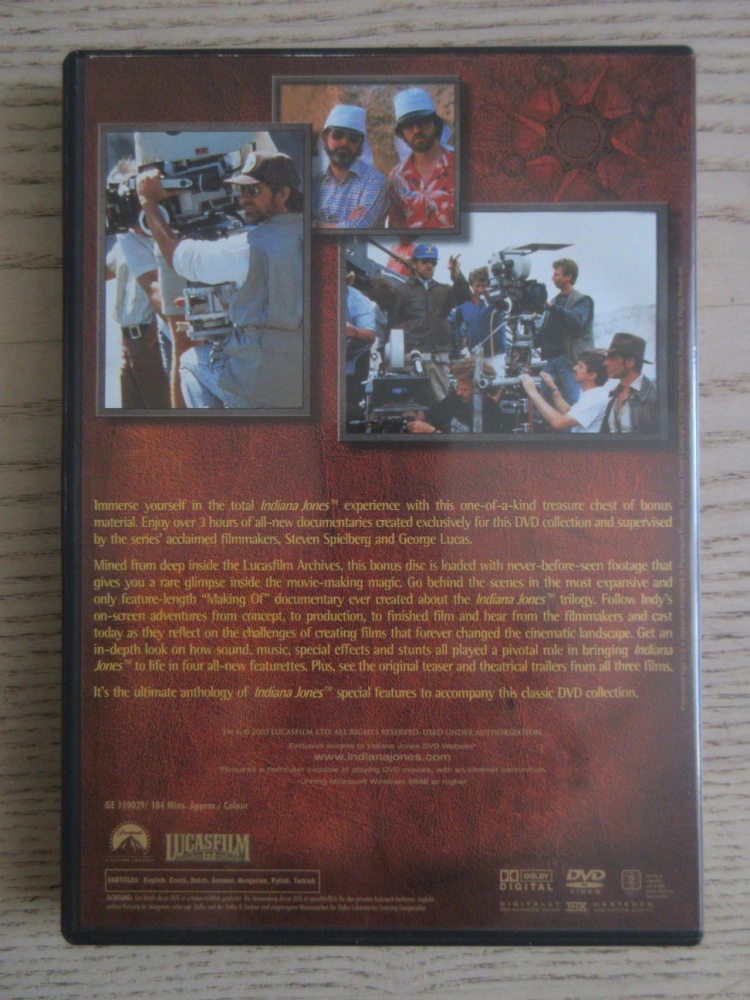 INDIANA JONES, BONUS MATERIAL, GB OBAL, ČESKÉ TITULKY, DVD FILM
