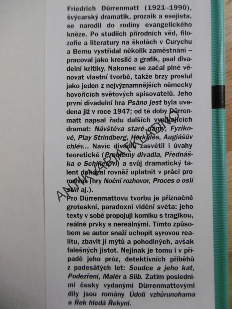 SOUDCE A JEHO KAT, PODEZŘENÍ, FRIEDRICH DÜRRENMATT, **an