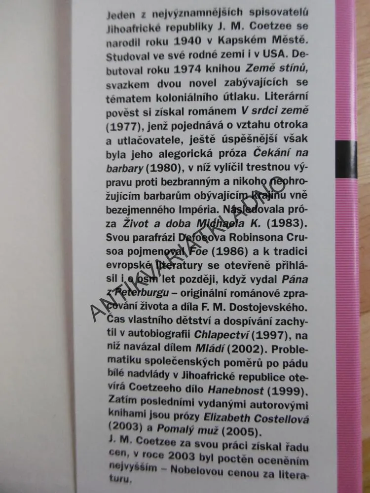 ŽIVOT A DOBA MICHAELA K., J.M. COETZEE, **an