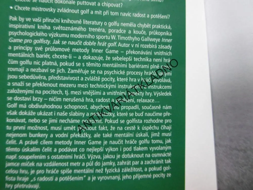 INNER GAME PRO GOLFISTY,GALLWEY, HRA, SPORT, GOLF
