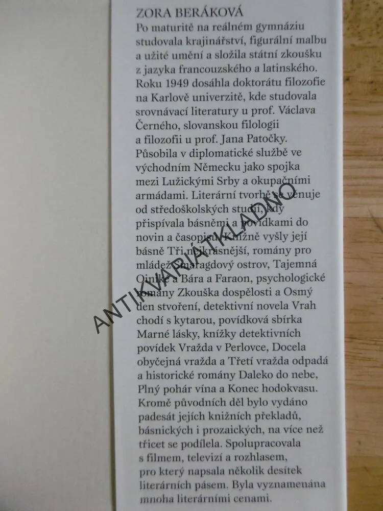 MARNÉ NÁVRATY, ZORA BERÁKOVÁ, **an