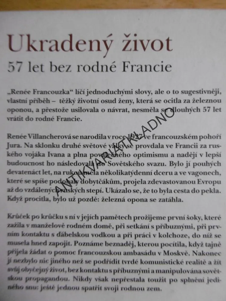 UKRADENÝ ŽIVOT, RENEÉ VILLANCHEROVÁ