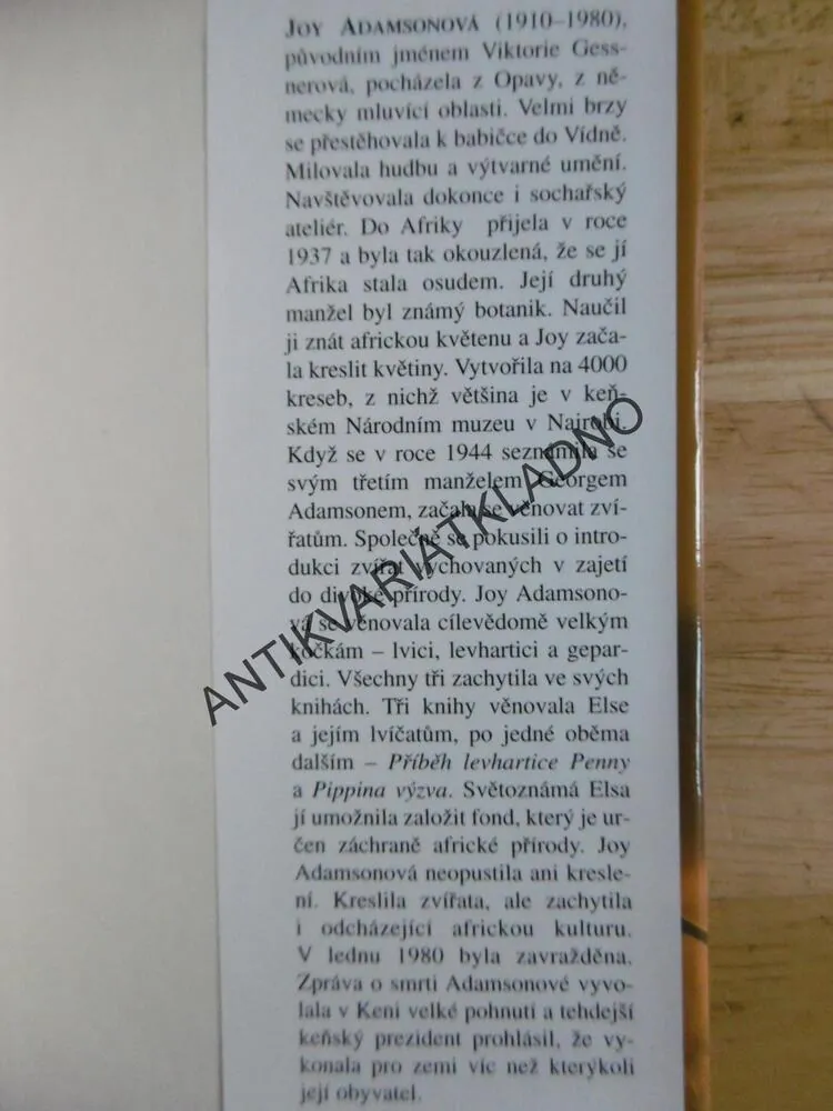PŘÍBĚH LVICE ELSY, JOY ADAMSONOVÁ, **an