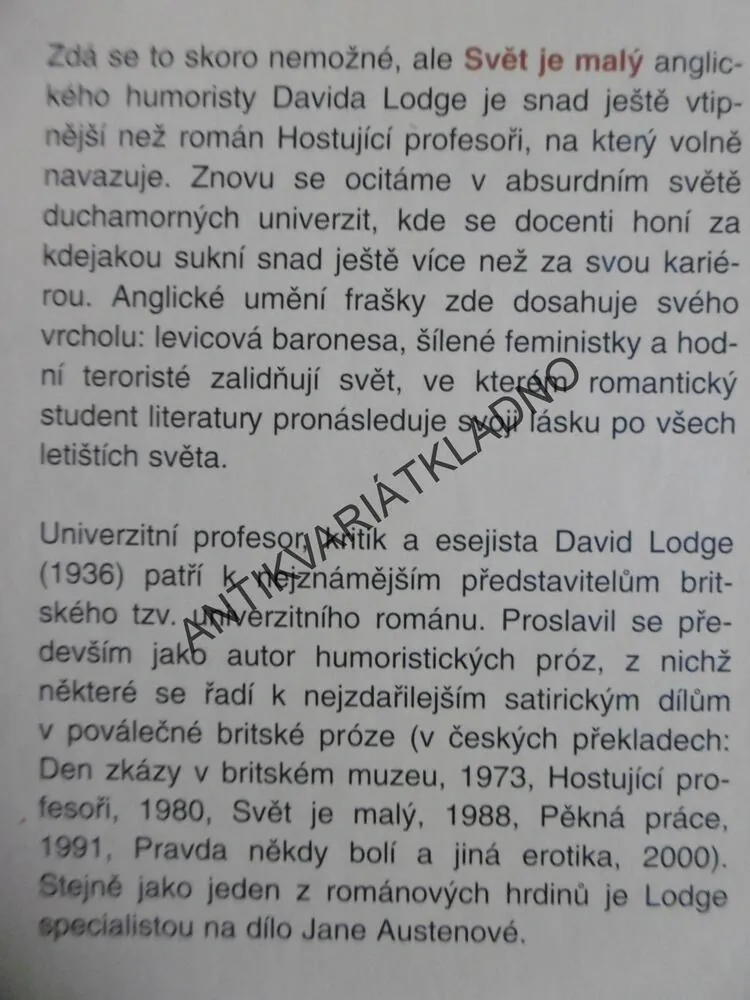 SVĚT JE MALÝ, DAVID LODGE, **an