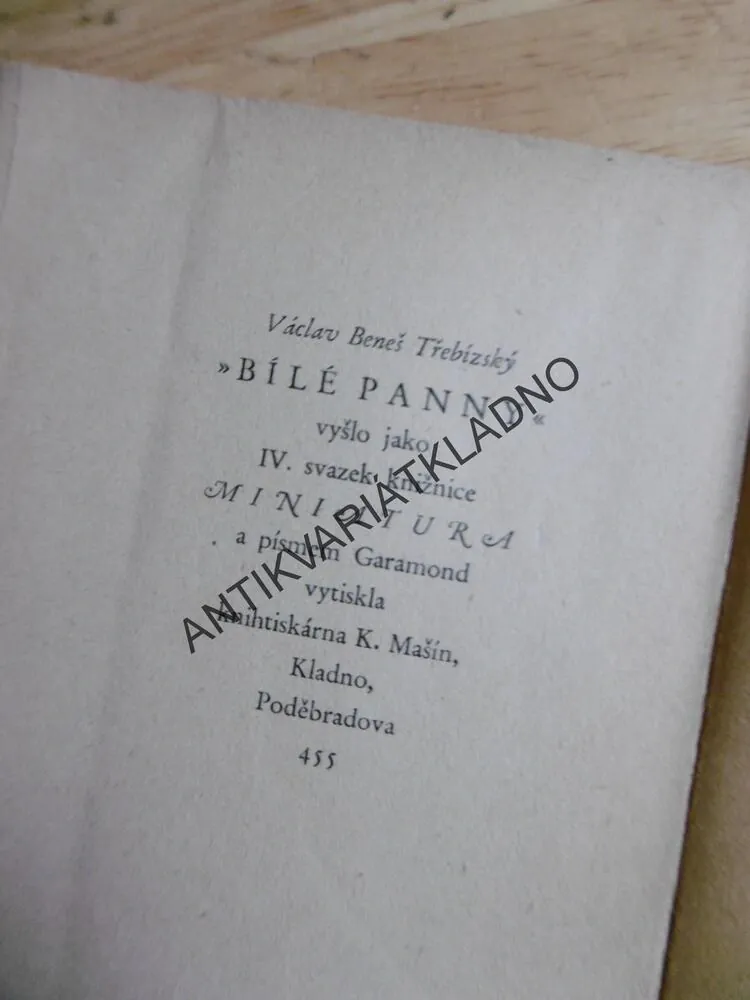 BÍLÉ PANNY, V. BENEŠ TŘEBÍZSKÝ, 1930