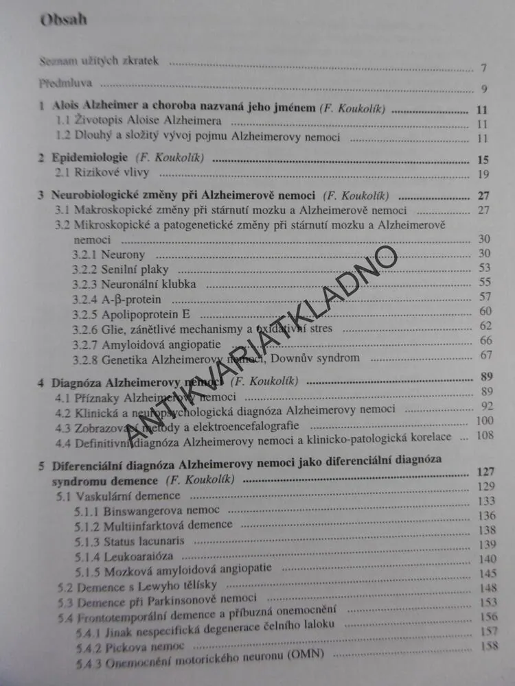 ALZHEIMEROVA NEMOC A DALŠÍ DEMENCE, KOUKOLÍK, JIRÁK