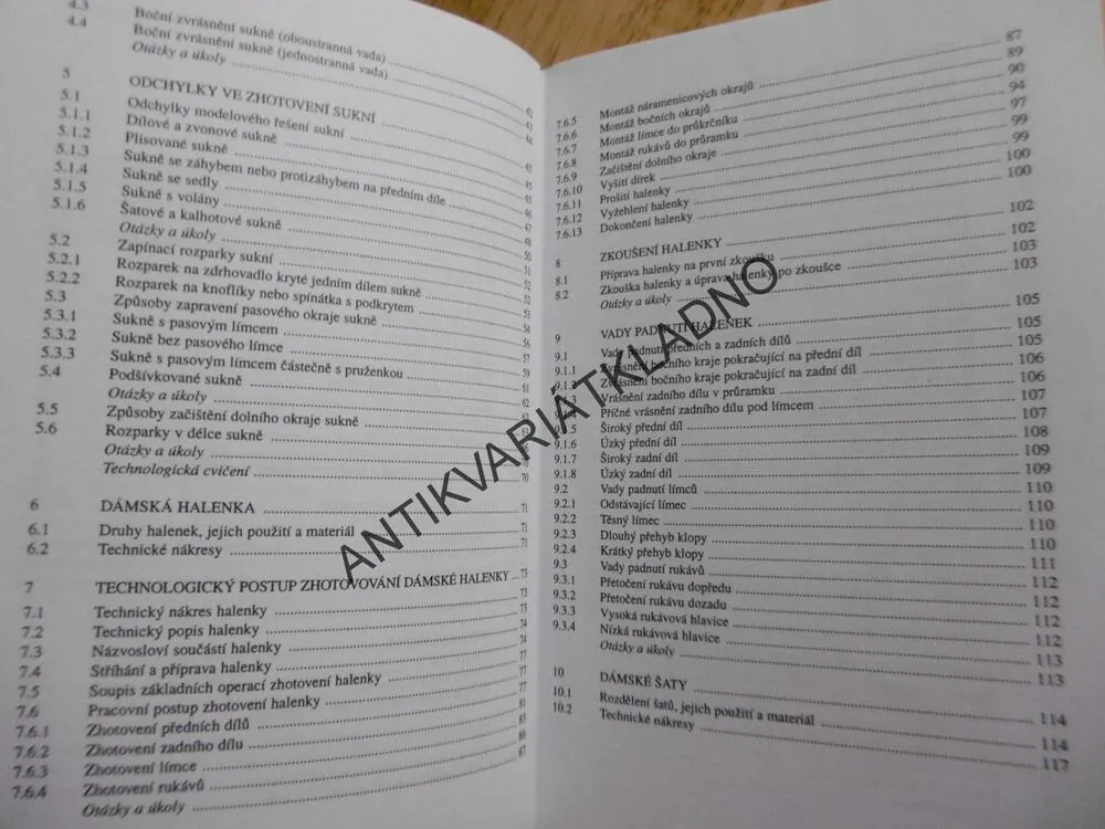 ODĚVNÍ TECHNOLOGIE, 2., VELÍKOVÁ, **an