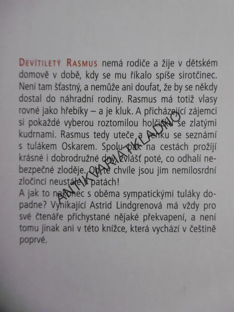 RASMUS TULÁKEM, ASTRID LINDGRENOVÁ, ZMATLÍKOVÁ