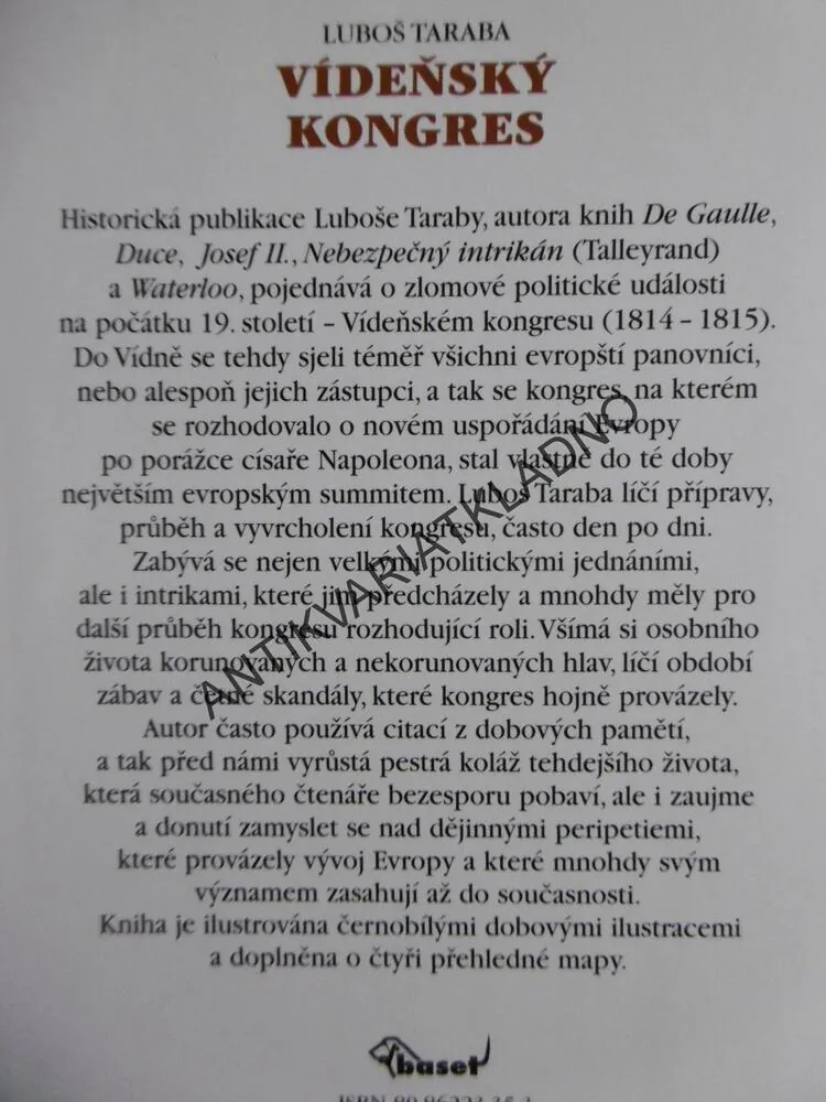 VÍDEŇSKÝ KONGRES, SALONY, KULOÁRY A BUDOÁRY, LUBOŠ TARABA, **an