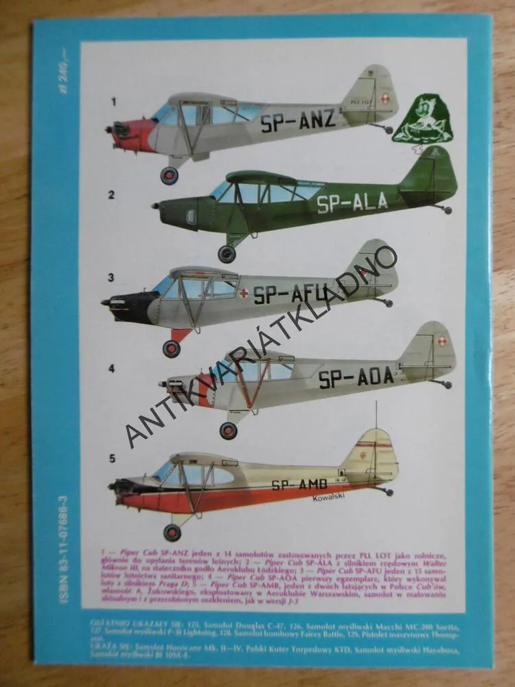 SAMOLOT WIELOZADANIOWY PIPER L-4 CUB, POLSKY, SEŠIT Č.130