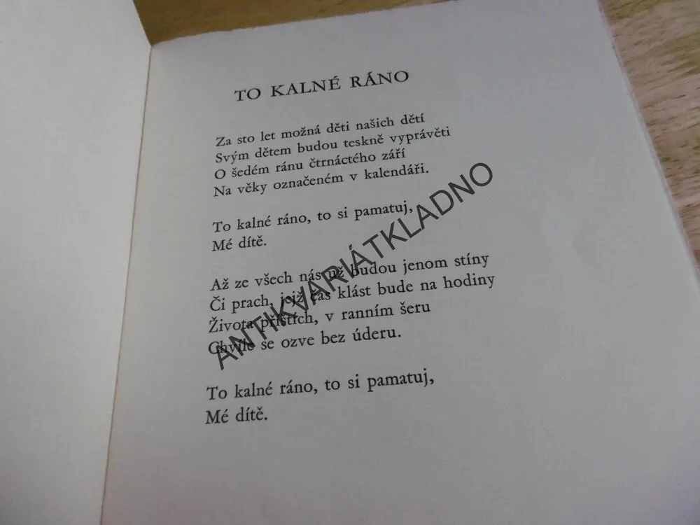 OSM DNÍ, JAROSLAV SEIFERT- AUTOGRAM