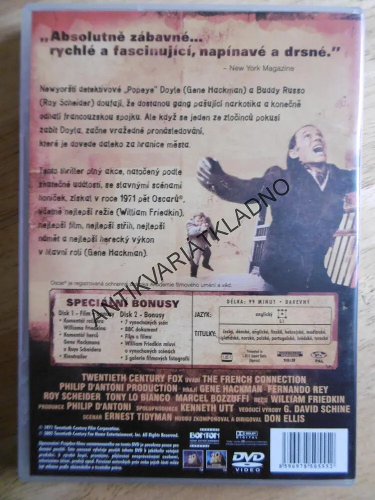 FRANCOUZSKÁ SPOJKA, GENE HACKMAN, DVD FILM