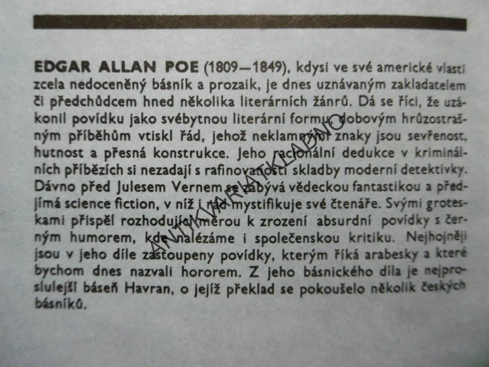 ČERNÝ KOCOUR, EDGAR ALLAN POE, **an