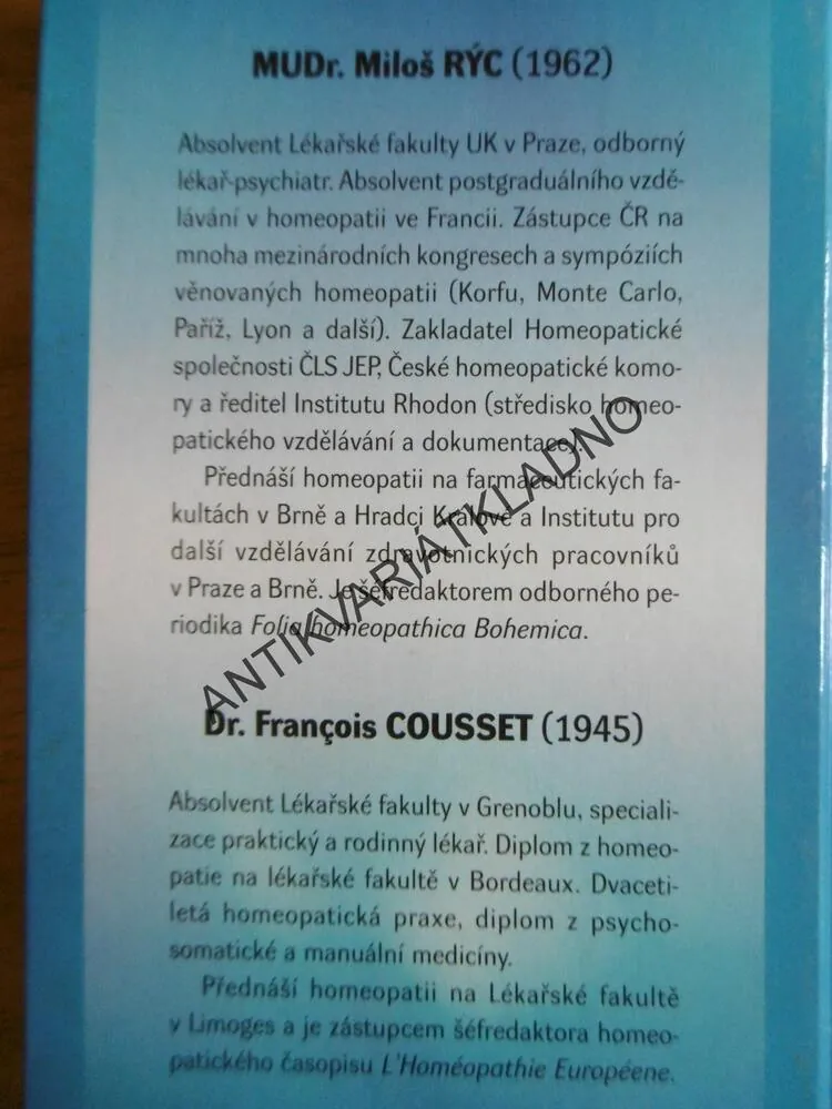 HOMEOPATIE A JEJÍ TYPY, MILOŠ RÝC, COUSSET