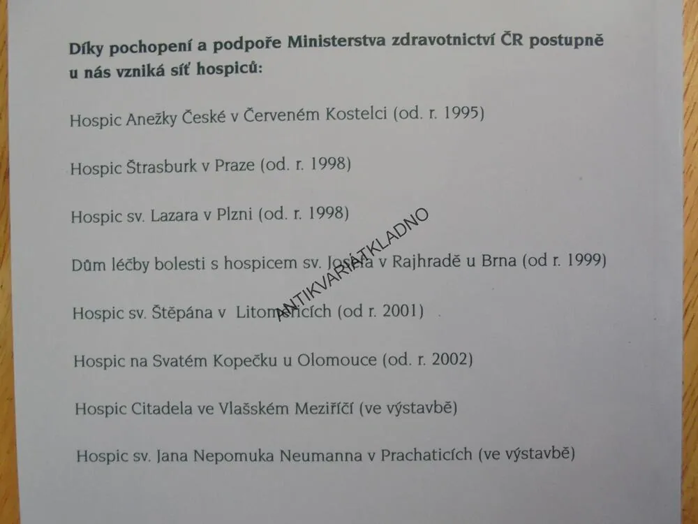HOSPICE A UMĚNÍ DOPROVÁZET, MARIE SVATOŠOVÁ, 2003