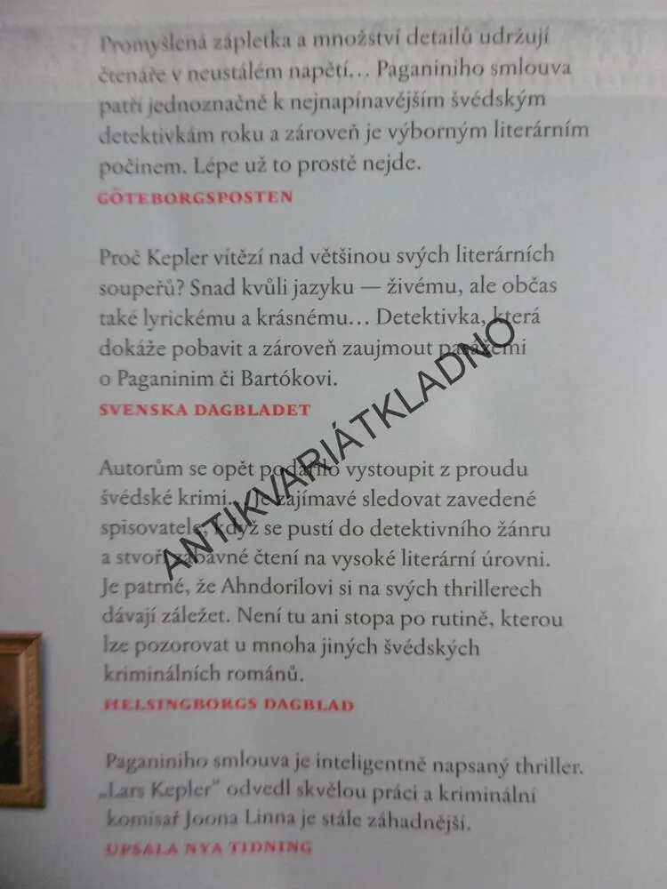 PAGANINIHO SMLOUVA, LARS KEPLER,**an
