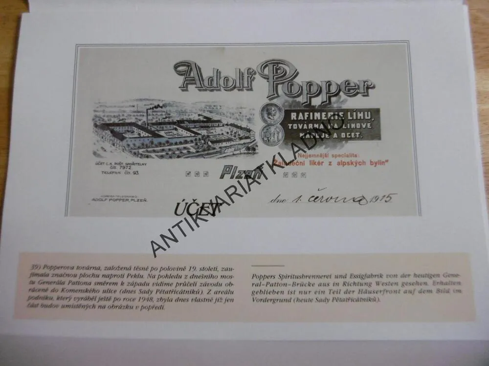 VEDUTY PLZEŇSKÝCH PODNIKŮ ZE STARÝCH FIREMNÍCH PAPÍRŮ 1878-1940, 
