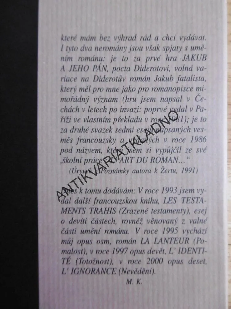 VALČÍK NA ROZLOUČENOU, MILAN KUNDERA,1997, **an