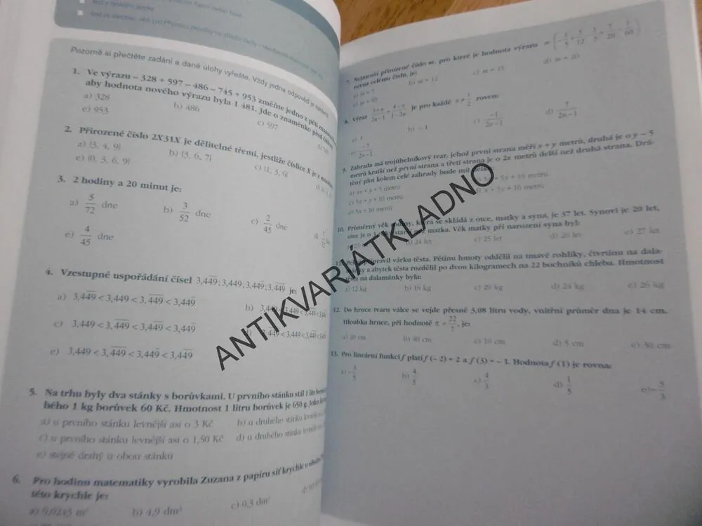 PŘIJÍMACÍ ZKOUŠKY NA STŘEDNÍ ŠKOLY, MATEMATIKA