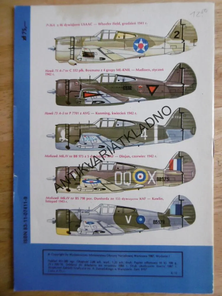 SAMOLOT MYSLIWSKI CURTISS HAWK 75, POLSKY, SEŠIT Č.113