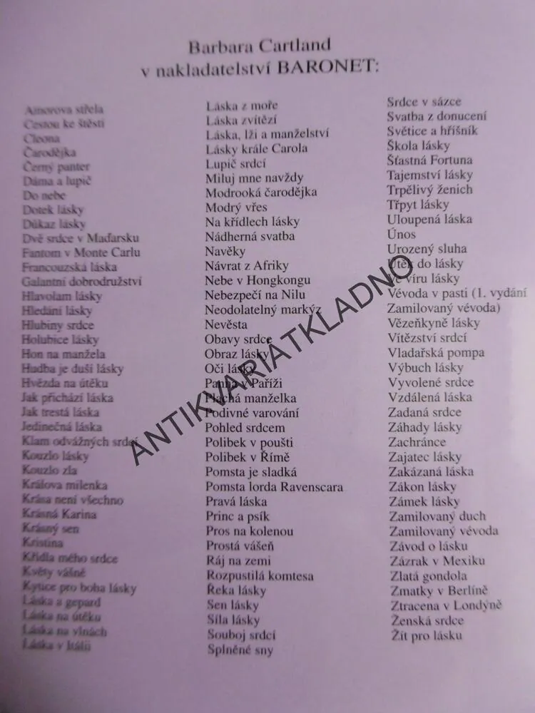 SÍLA LÁSKY, BARBARA CARTLAND, CARTLANDOVÁ, **an