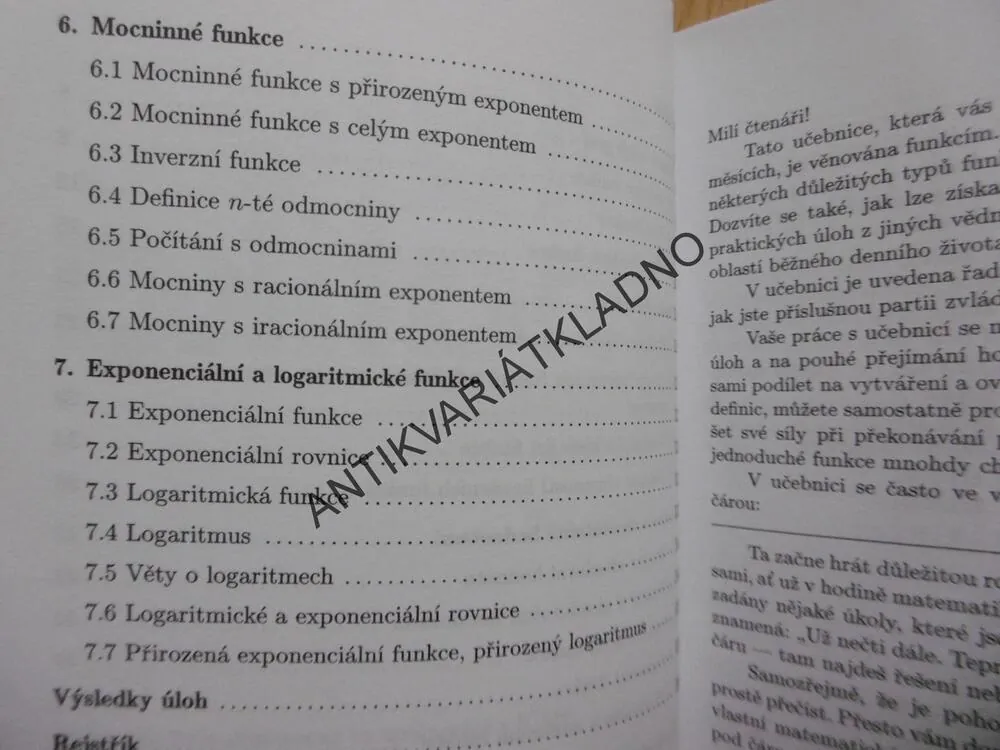 MATEMATIKA PRO GYMNÁZIA, FUNKCE, ODVÁRKO