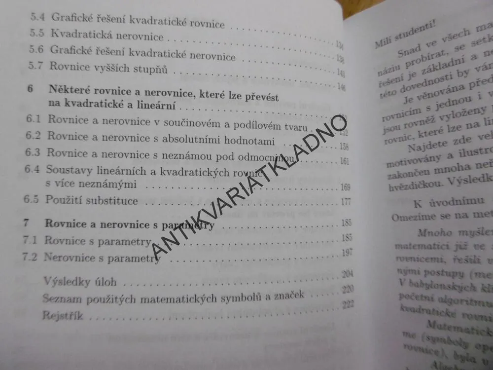 MATEMATIKA PRO GYMNÁZIA, ROVNICE A NEROVNICE