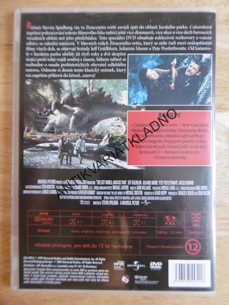 ZTRACENÝ SVĚT, JURSKÝ PARK, DVD FILM
