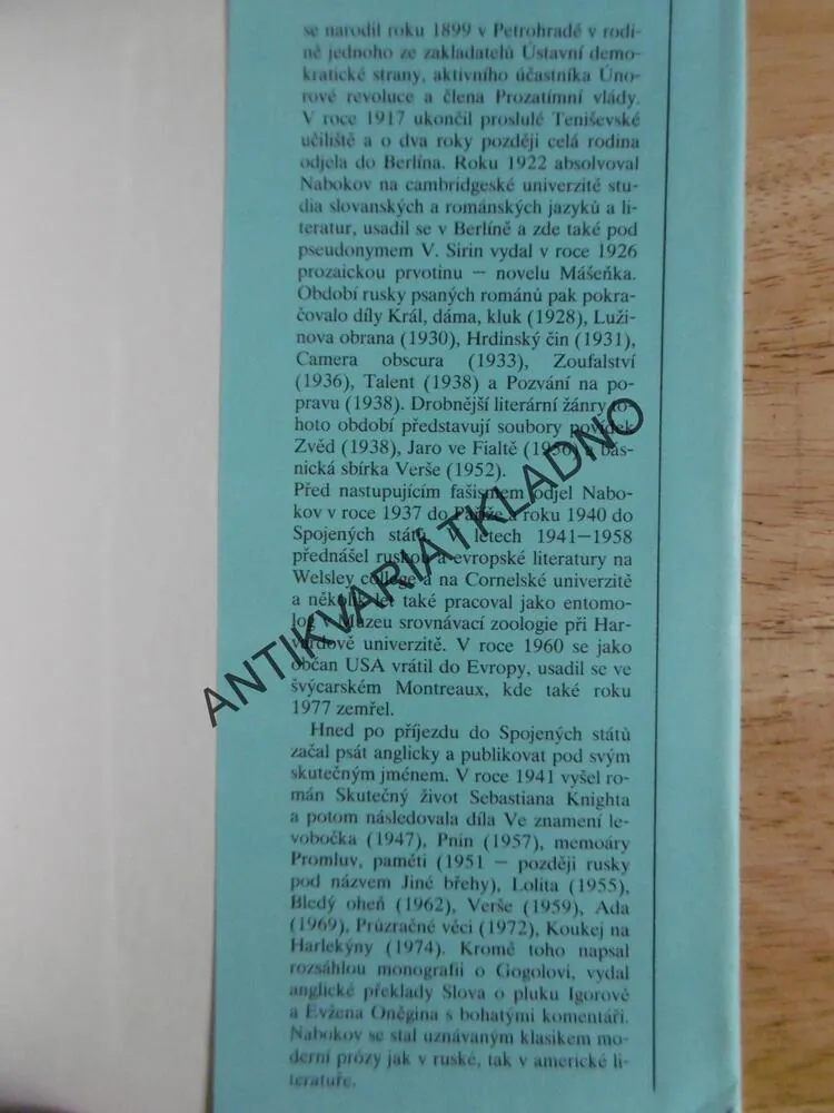 LUŽINOVA OBRANA, POZVÁNÍ NA POPRAVU, VLADIMÍR NABOKOV,