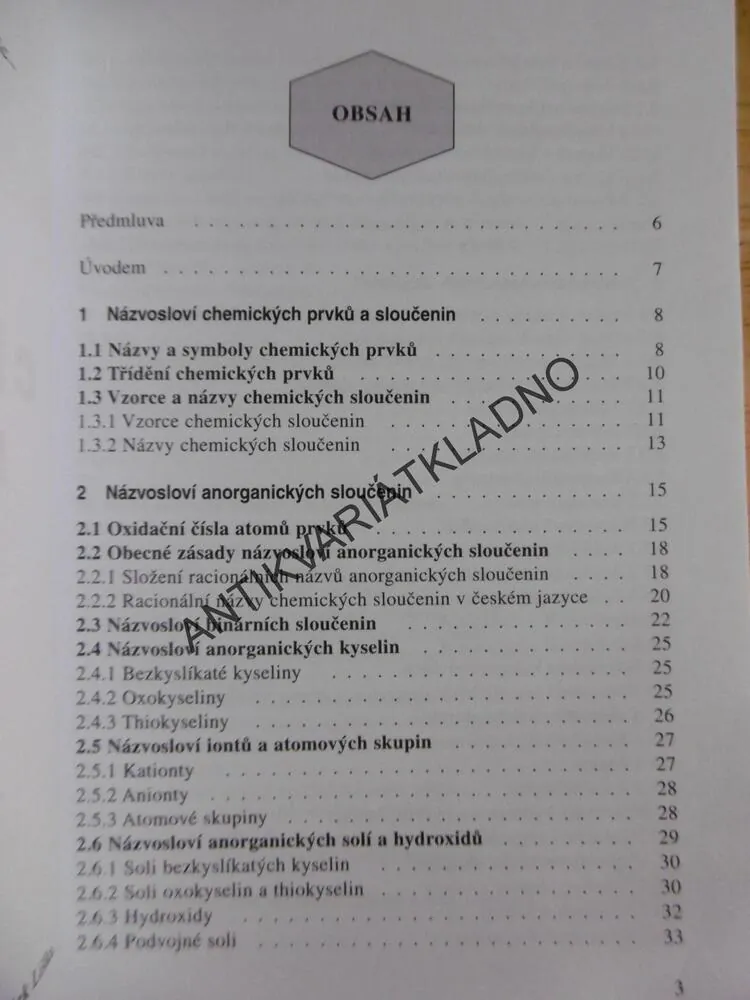 PŘEHLED CHEMICKÉHO NÁZVOSLOVÍ, CHEMIE