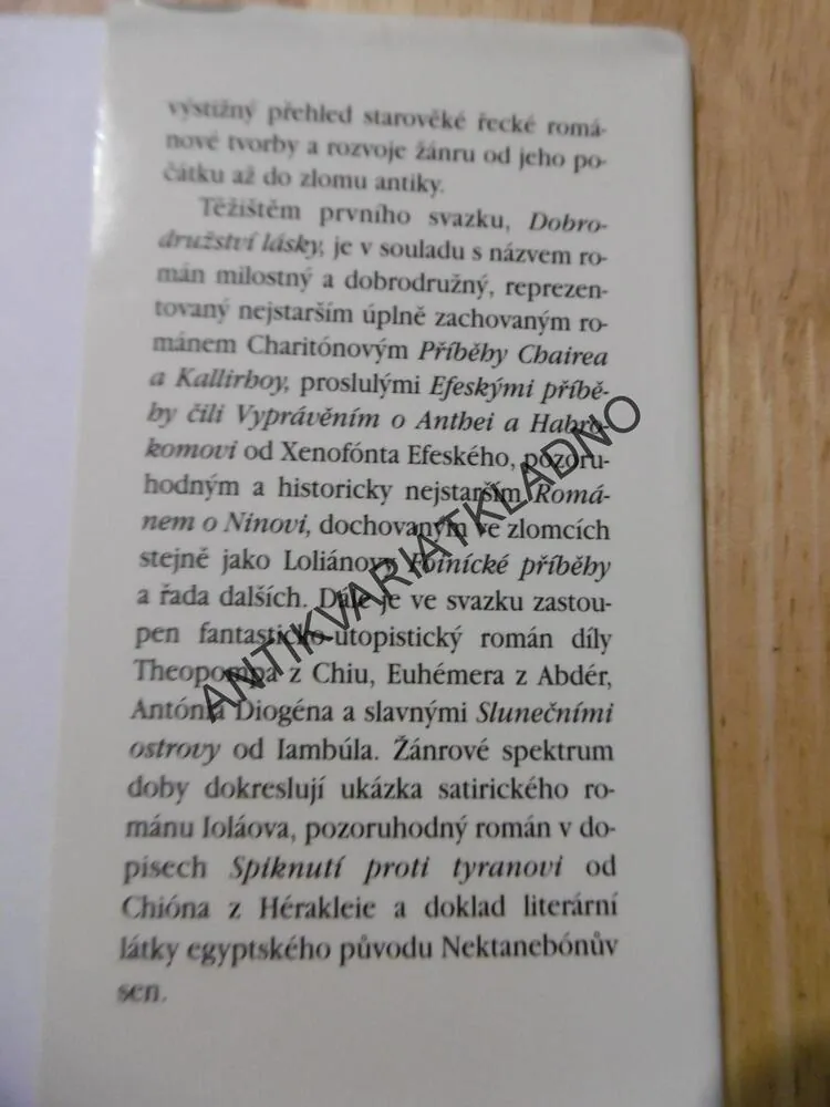 DOBRODRUŽSTVÍ LÁSKY, ŘECKÝ ROMÁN 1., ANTICKÁ KNIHOVNA