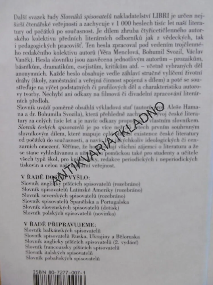 SLOVNÍK ČESKÝCH SPISOVATELŮ, 