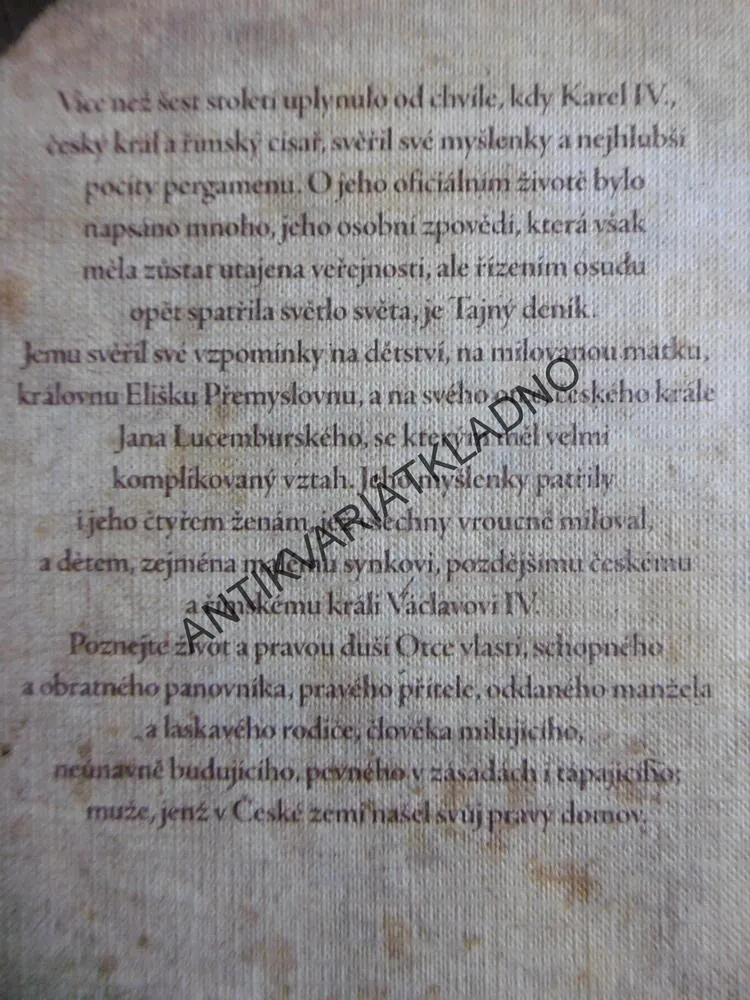 KAREL IV., TAJNÝ DENÍK, JOSEF BERNARD PROKOP, KRÁL A CÍSAŘ, **an