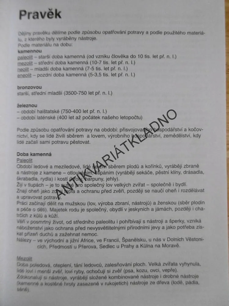 DĚJINY STRUČNÝ PŘEHLED, ALICE SEIFERTOVÁ, **an