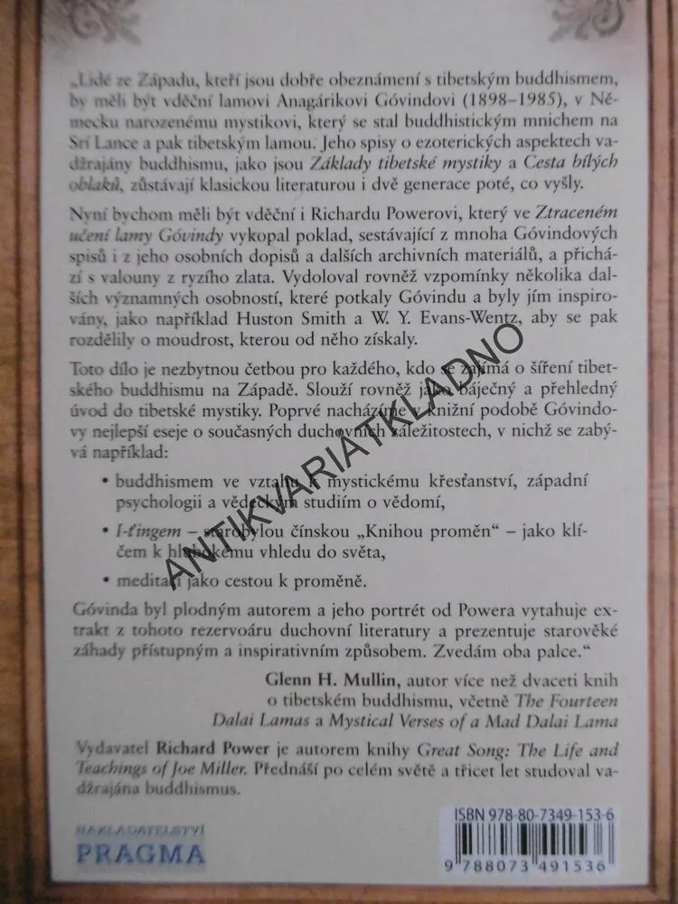 ZTRACENÉ UČENÍ LAMY GÓVINDY, ŽIVÁ MOUDROST MODERNÍHO TIBETSKÉHO MISTRA, RICHARD POWER