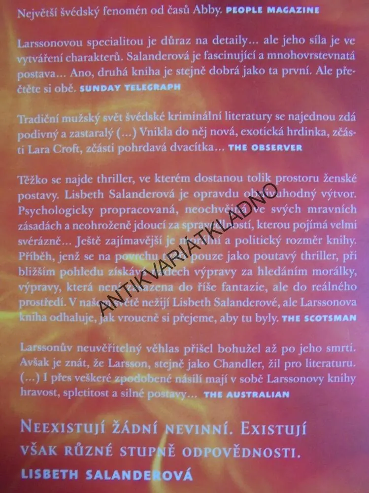 DÍVKA, KTERÁ SI HRÁLA S OHNĚM, LARSSON, MILÉNIUM