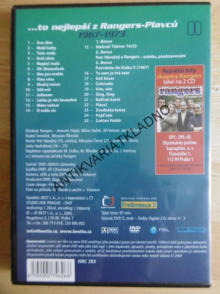 TO NEJLEPŠÍ Z RANGERS PLAVCŮ, 1967-1973, PLAVCI 1., DVD HUDBA
