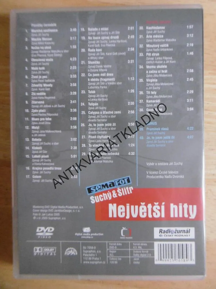 SEMAFOR, SUCHÝ ,ŠLITR, NEJVĚTŠÍ HITY, DVD HUDBA