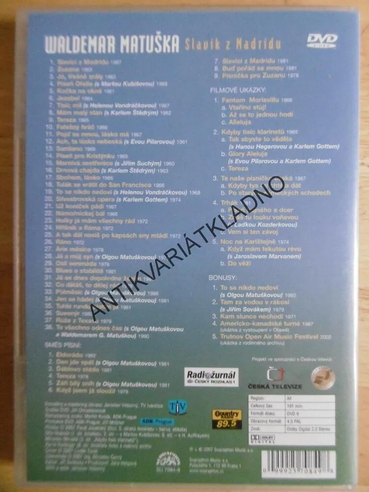 WALDEMAR MATUŠKA SLAVÍK Z MADRIDU, DVD FILM