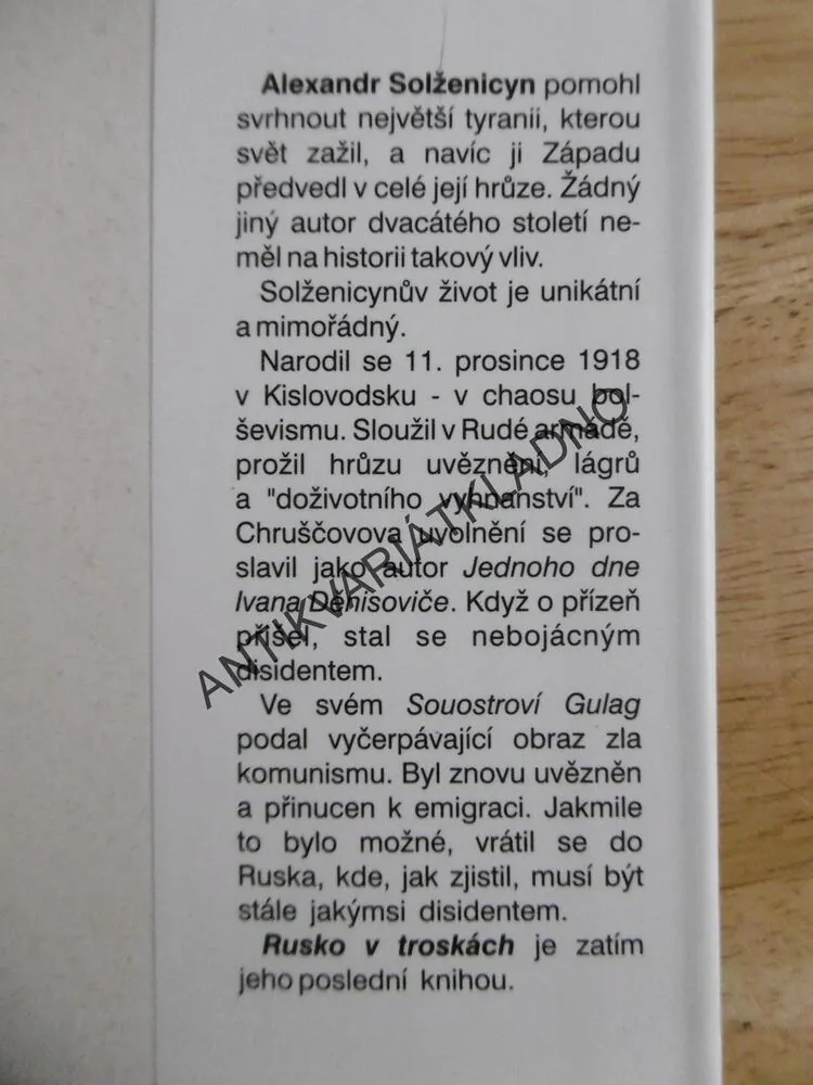 RUSKO V TROSKÁCH, ALEXANDR SOLŽENICYN, **an