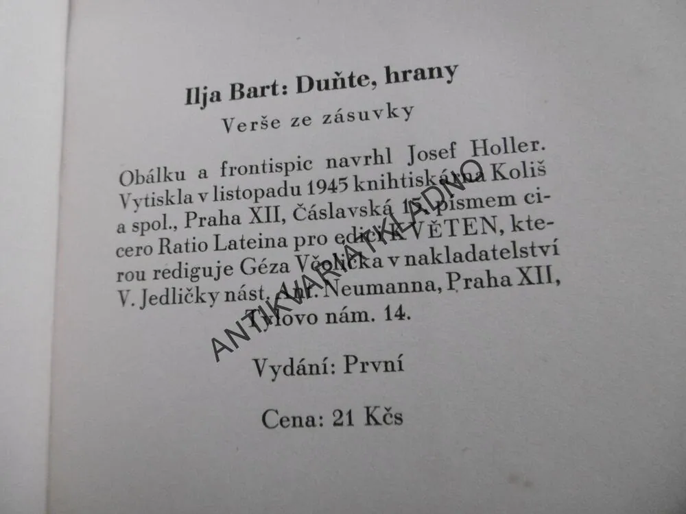 DUŇTE, HRANY, ILJA BART, 1945, VERŠE ZE ZÁSUVKY