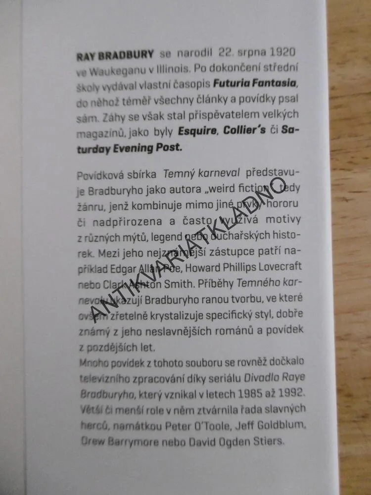 TEMNÝ KARNEVAL, RAY BRADBURY