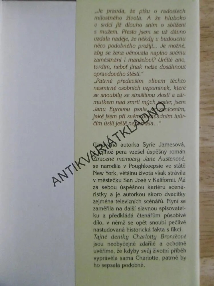 TAJNÉ DENÍKY CHARLOTTY BRONTËOVÉ, SYRIE JAMESOVÁ, **an