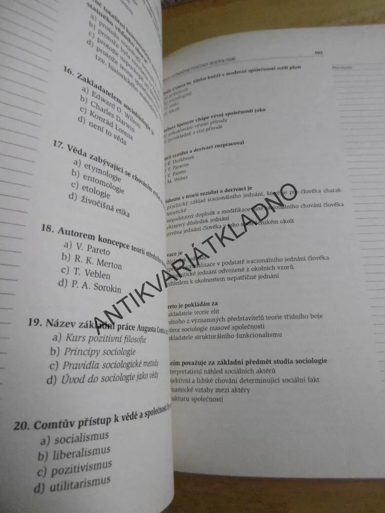 CHCI SE DOSTAT NA SOCIOLOGII!, OTÁZKY K PŘÍPRAVĚ NA PŘIJÍMACÍ ZKOUŠKY