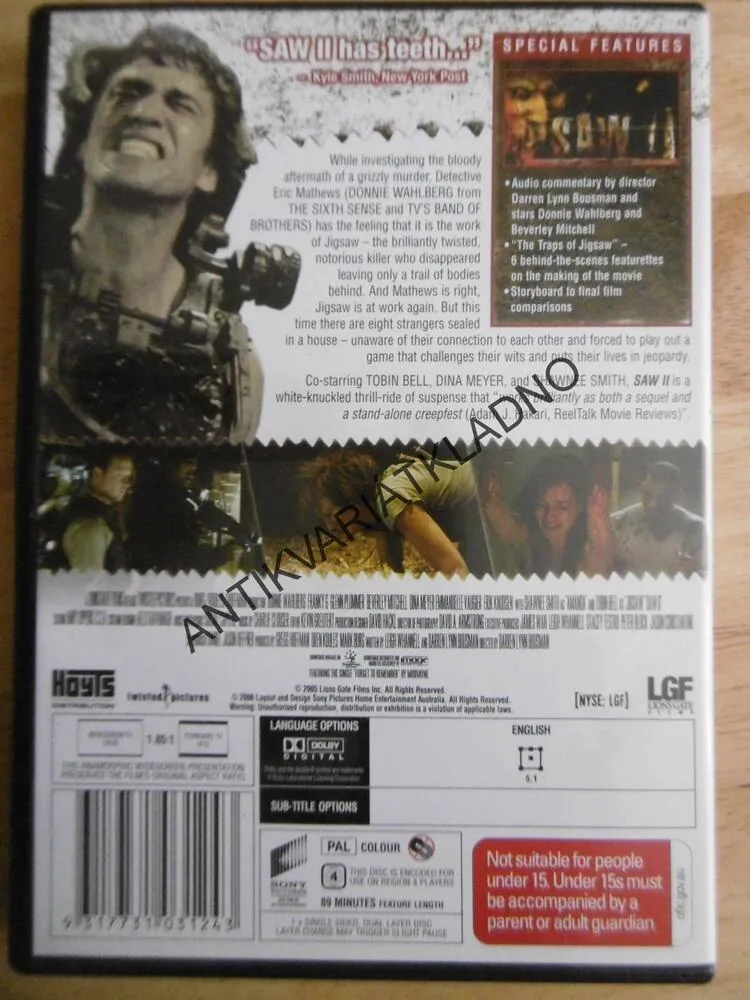 SAW II., HOROR DVD FILM, BEZ DABINGU I ČESKÝCH TITULKŮ